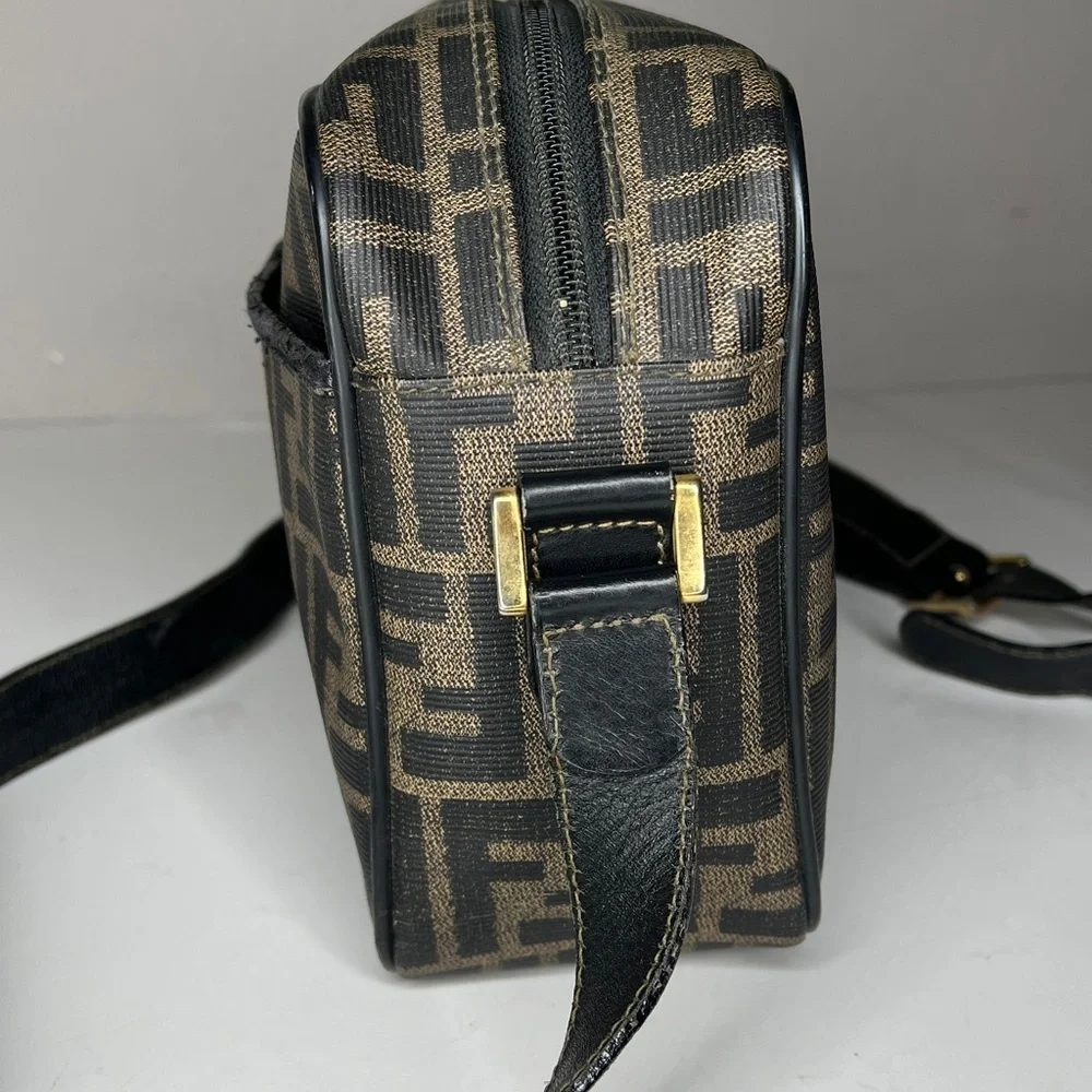 Fendi Vintage Zucca Coated Canvas Zip Crossbody Shoulder Bag - Picture 9 of 16